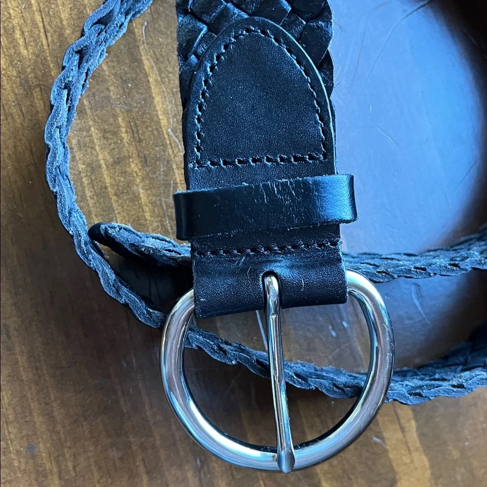 Talbots Genuine Leather Braided Black Belt - S